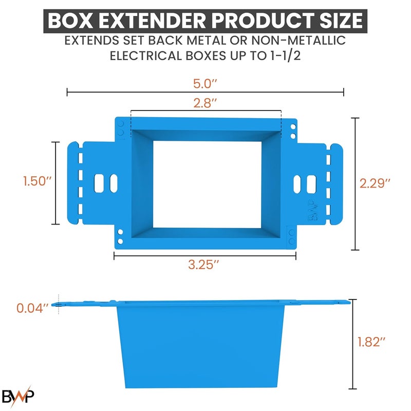 BWP 1 Pack Electrical Outlet Box Extender 1 Gang - Electrical Box Extender with 2 Screws -Single Gang Box Extender Outlet - Image 2
